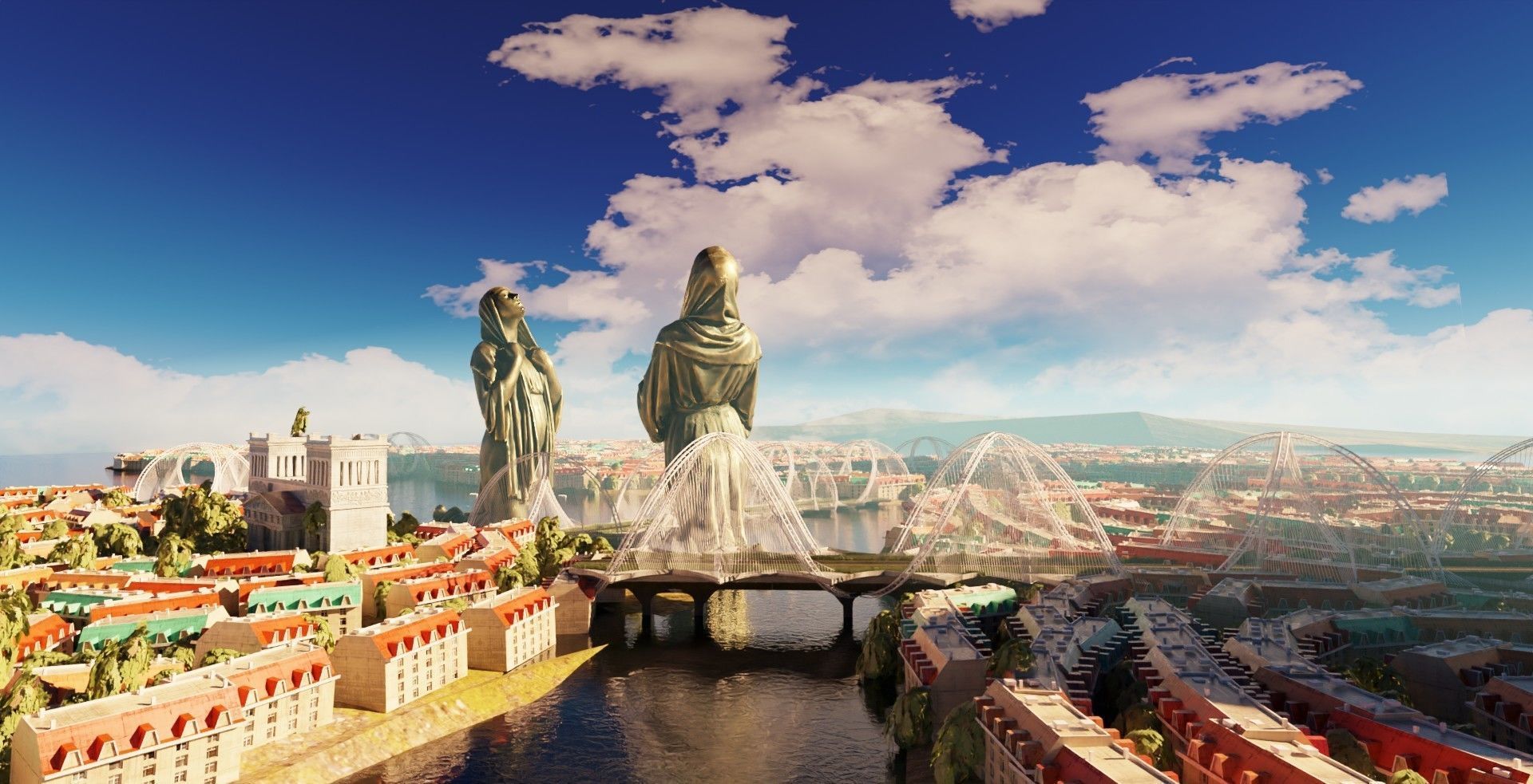 large city made in blender with geometry nodes Low-poly 3D model_1