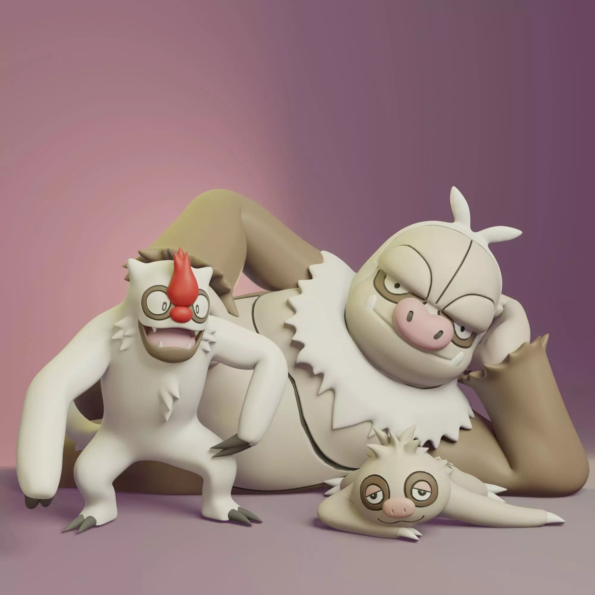 Pokemon - Slakoth Vigoroth and Slaking 3D print model