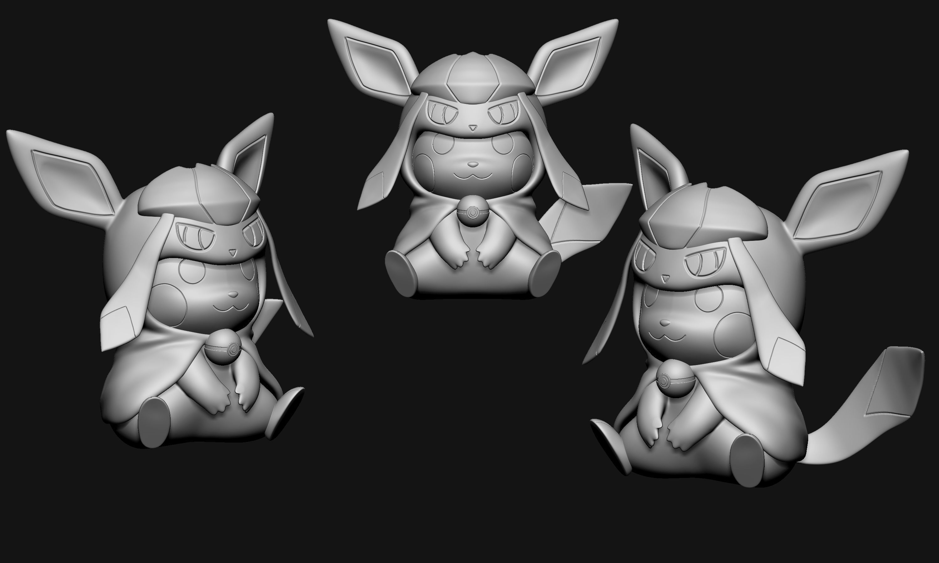 Pokemon - Pikachu Cosplay Poncho Glaceon Free 3D print model_7