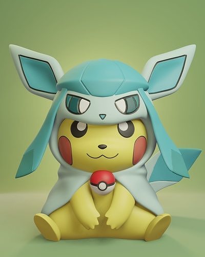 Pokemon - Pikachu Cosplay Poncho Glaceon Free 3D print model