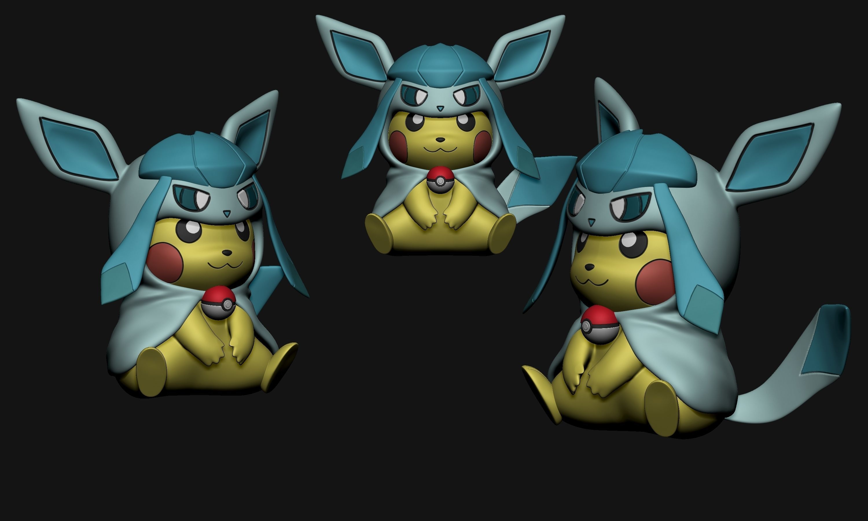 Pokemon - Pikachu Cosplay Poncho Glaceon Free 3D print model_4