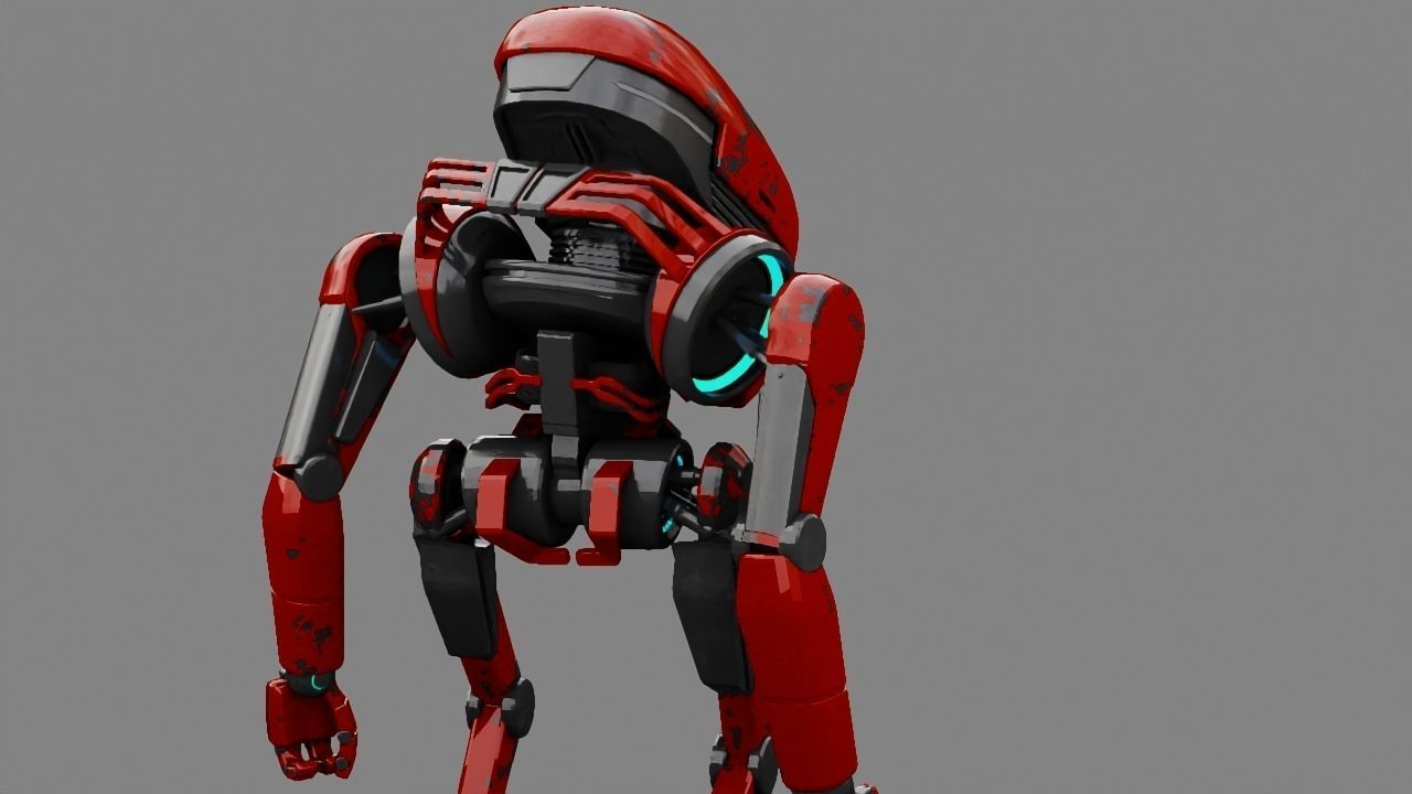 Alien Bot rigged - animated 3D model_20