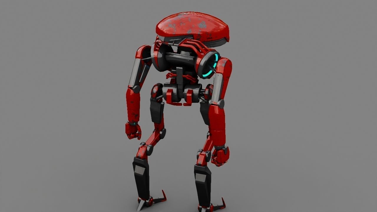 Alien Bot rigged - animated 3D model_9
