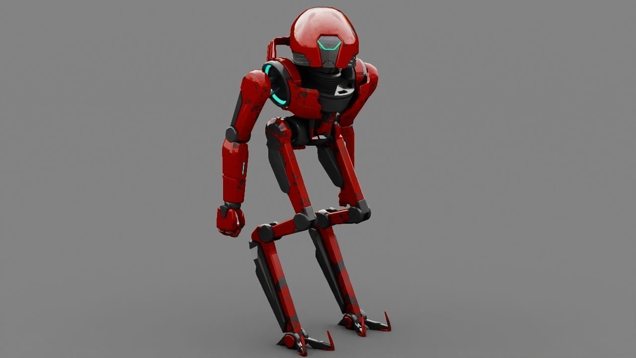 Alien Bot rigged - animated 3D model_4