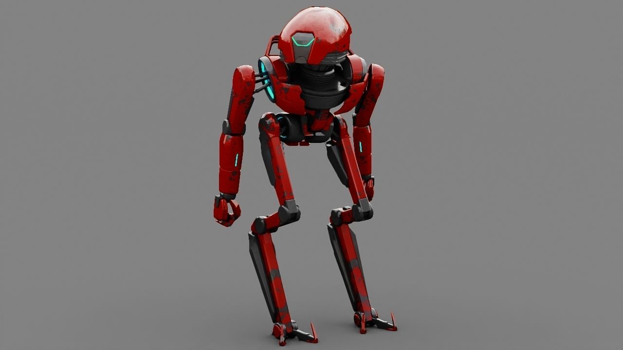 Alien Bot rigged - animated 3D model_3