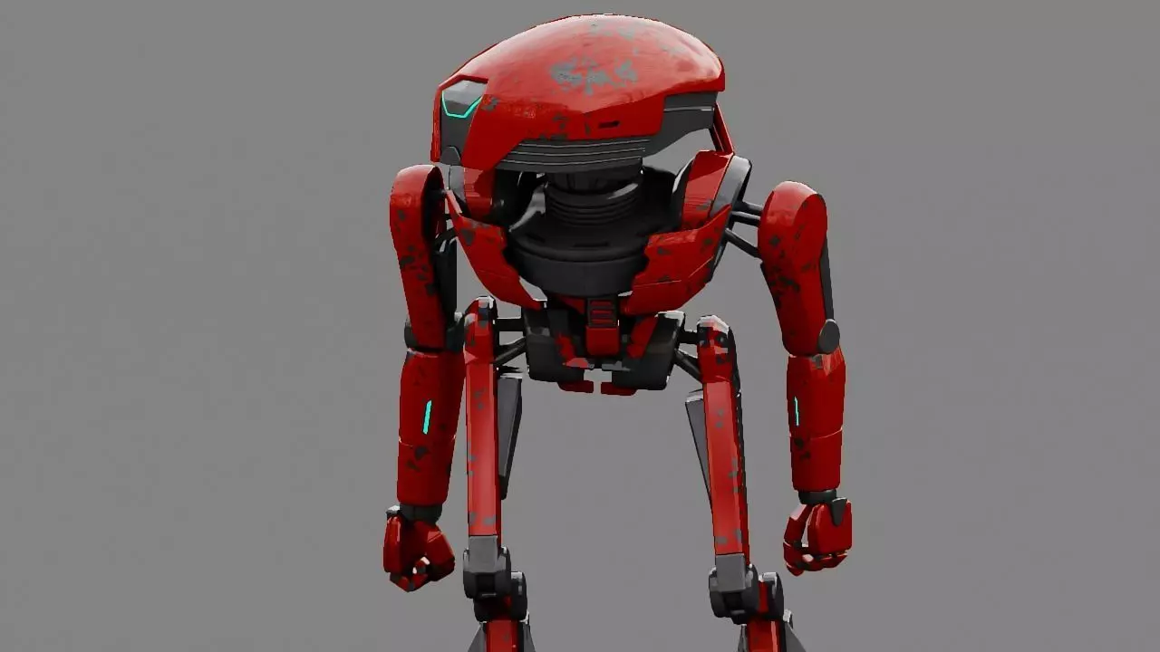 Alien Bot rigged - animated 3D model_0