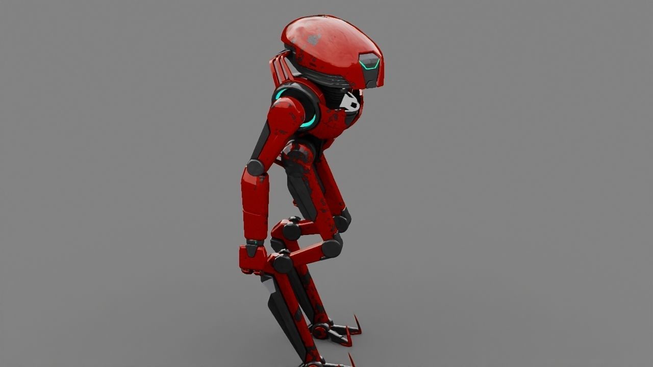 Alien Bot rigged - animated 3D model_6