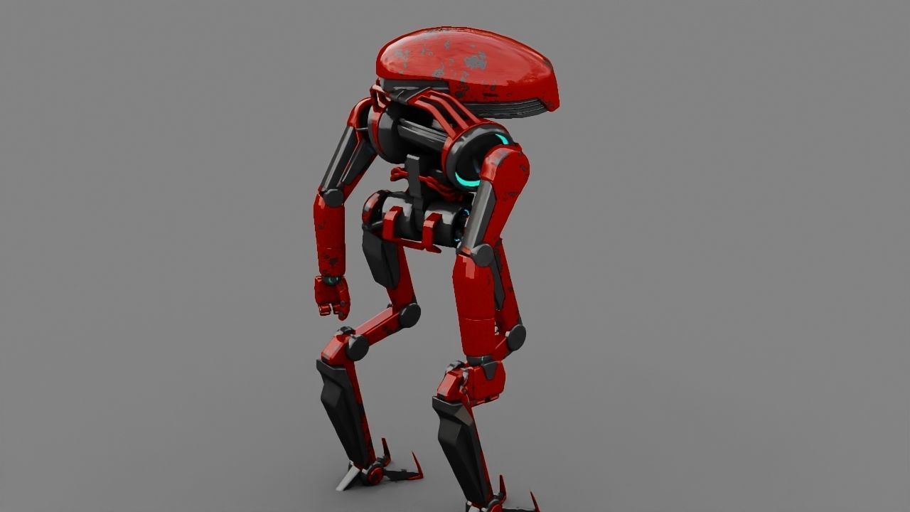 Alien Bot rigged - animated 3D model_8