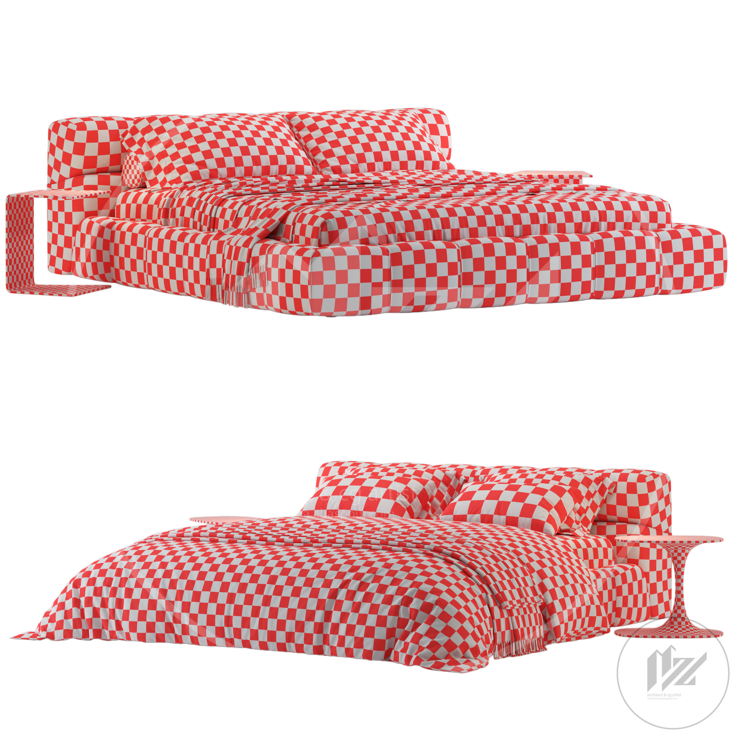 B And B Italia Tufty Bed 3D model_5