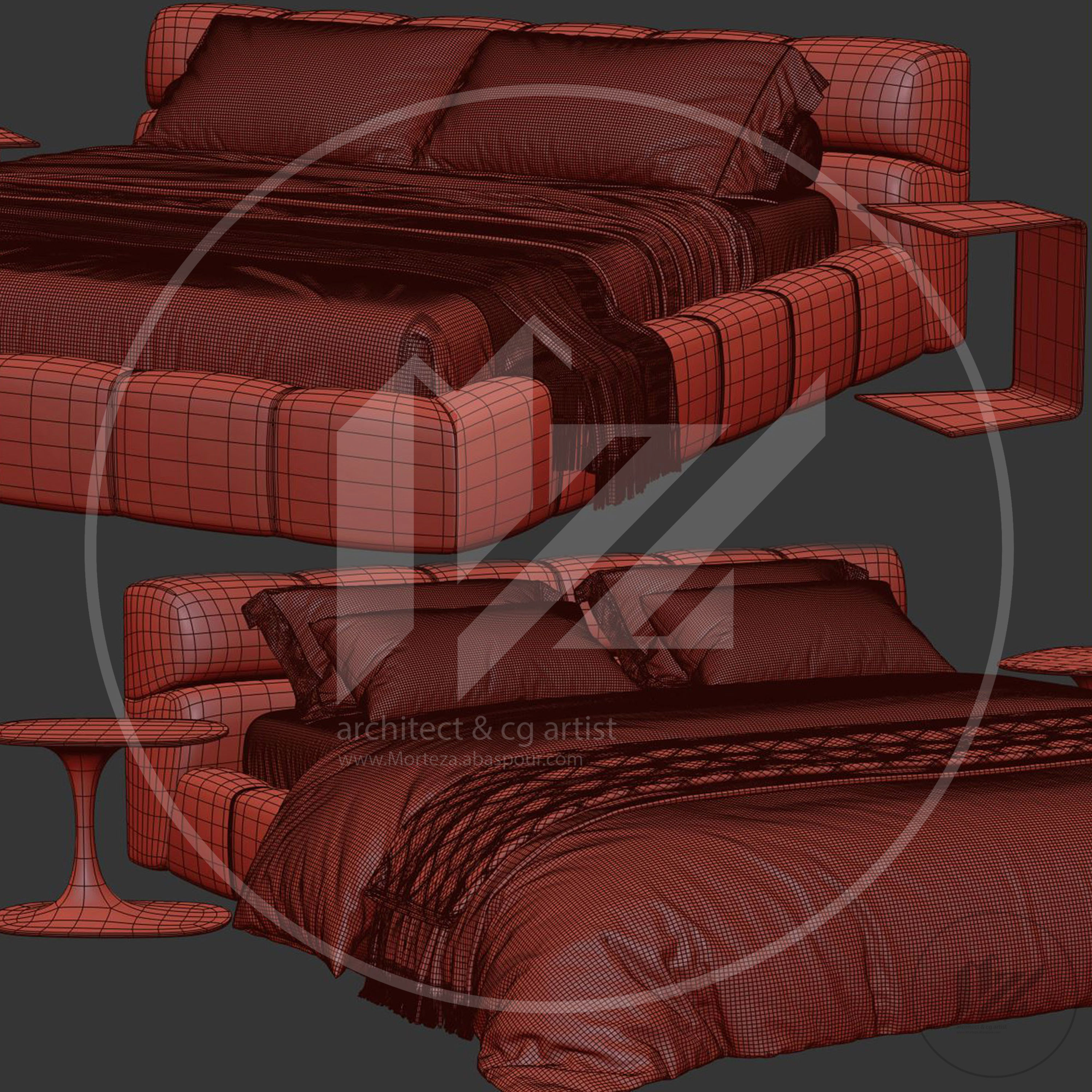 B And B Italia Tufty Bed 3D model_6