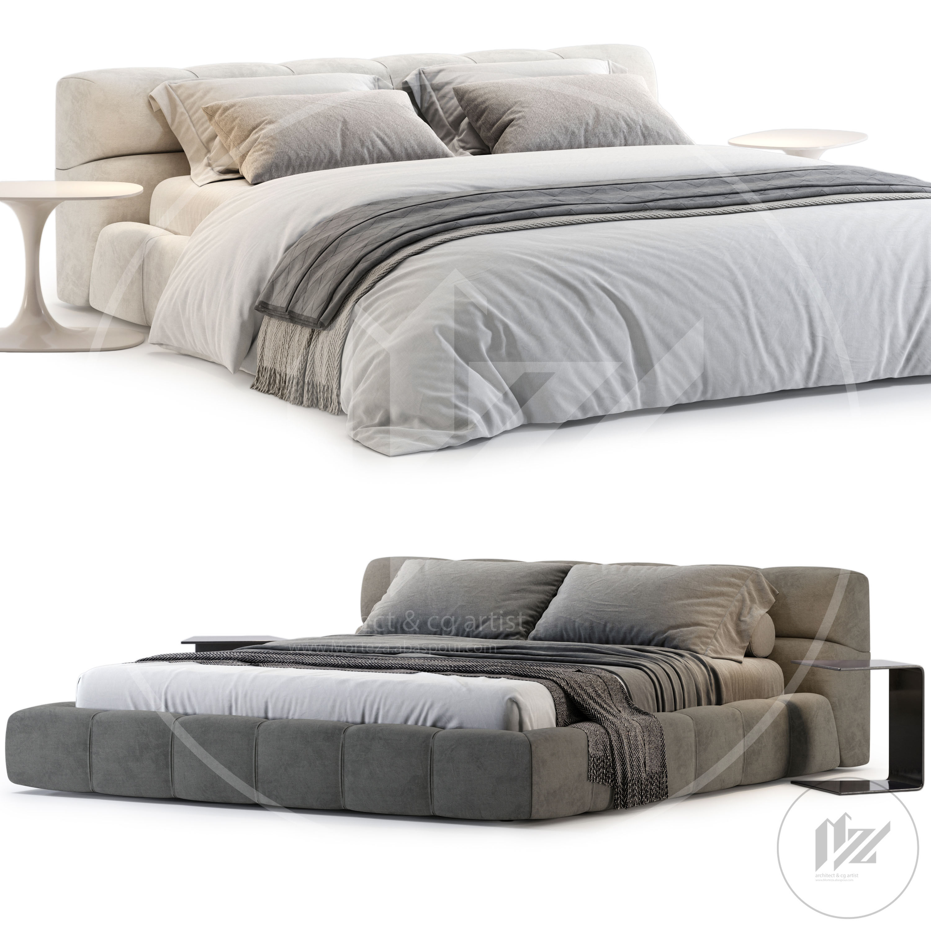 B And B Italia Tufty Bed 3D model_1