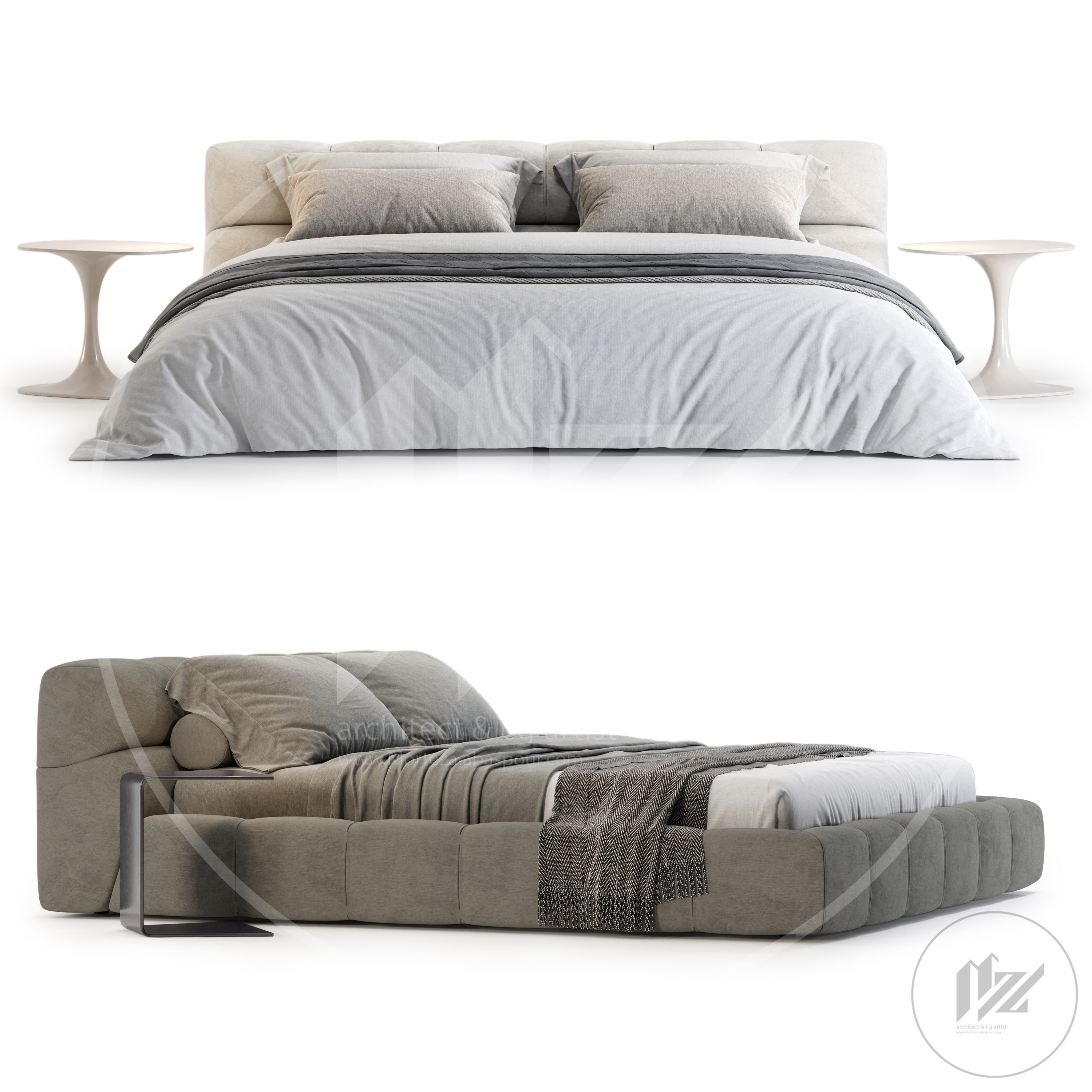 B And B Italia Tufty Bed 3D model_3