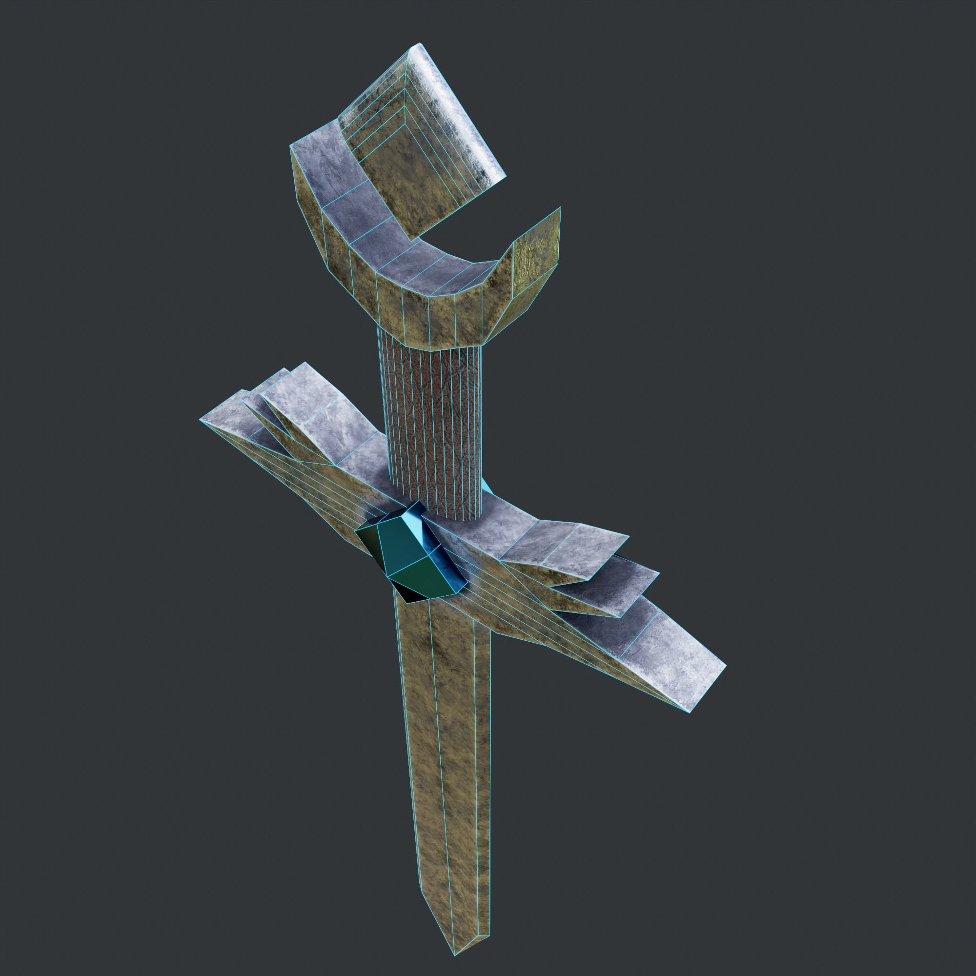 PBR Low poly game ready concept sword Low-poly 3D model_2