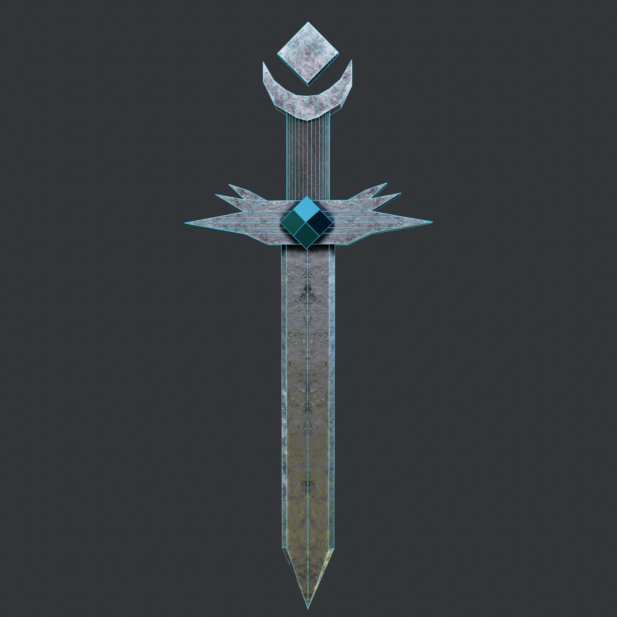 PBR Low poly game ready concept sword Low-poly 3D model_8