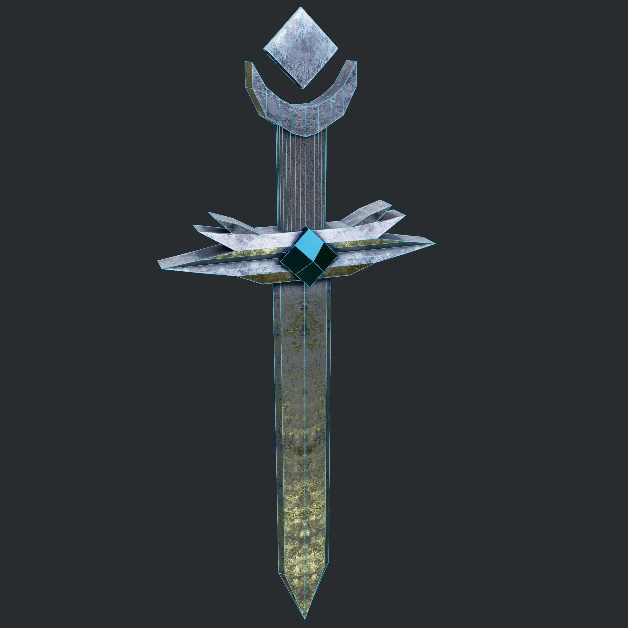 PBR Low poly game ready concept sword Low-poly 3D model_4