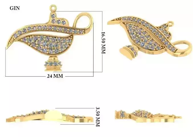 Gin Pendant charms 3dm details 