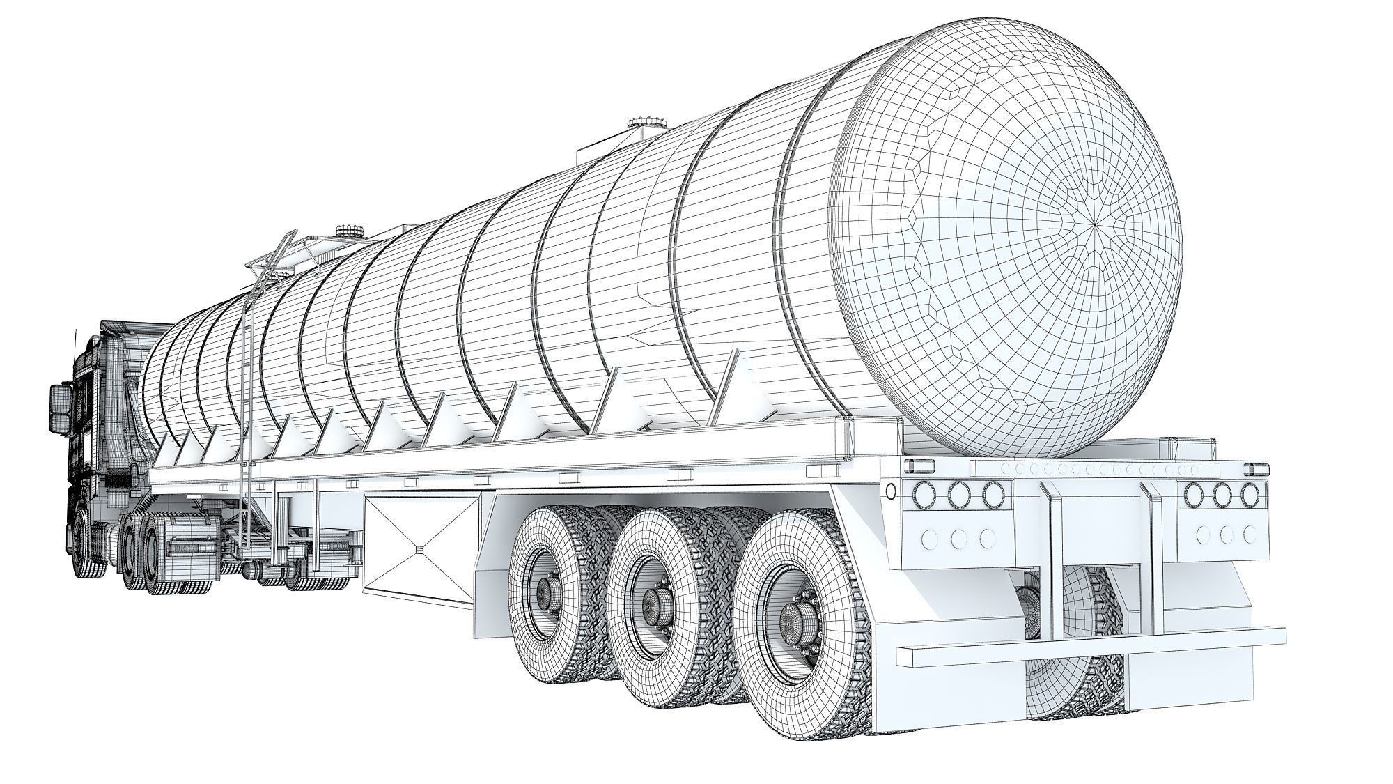 Truck with Tank Semitrailer 3D model_16
