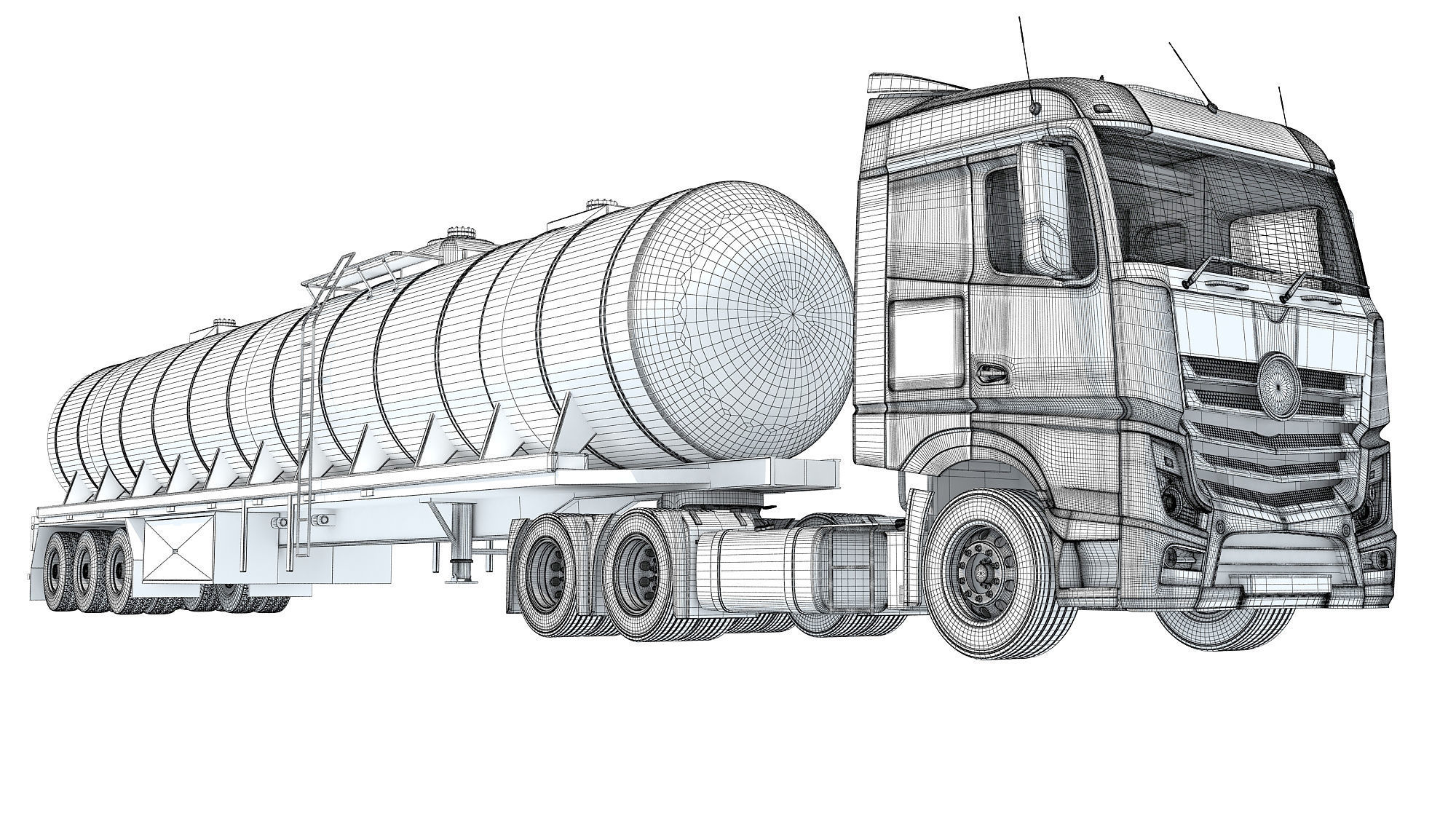 Truck with Tank Semitrailer 3D model_18