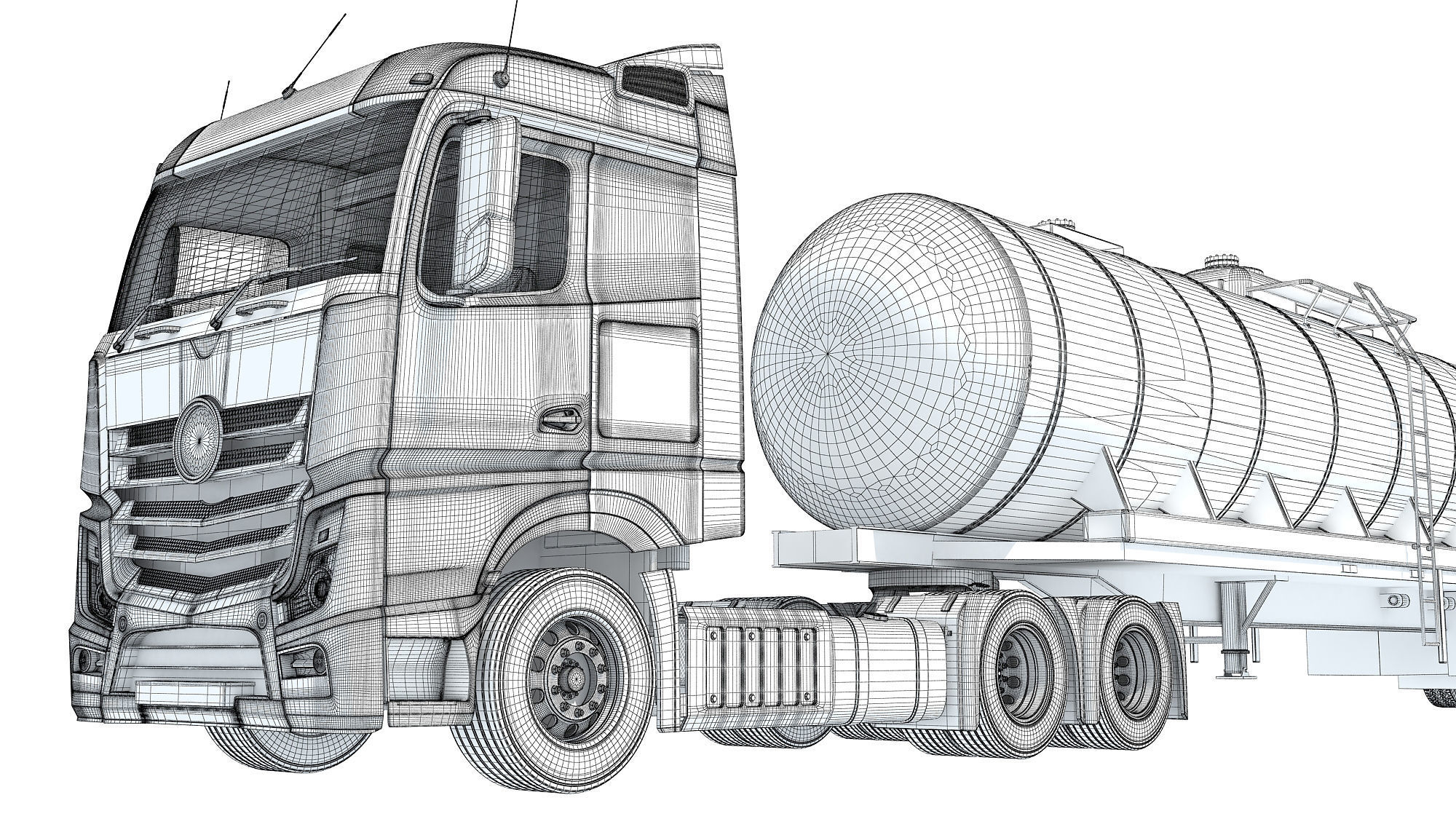 Truck with Tank Semitrailer 3D model_19