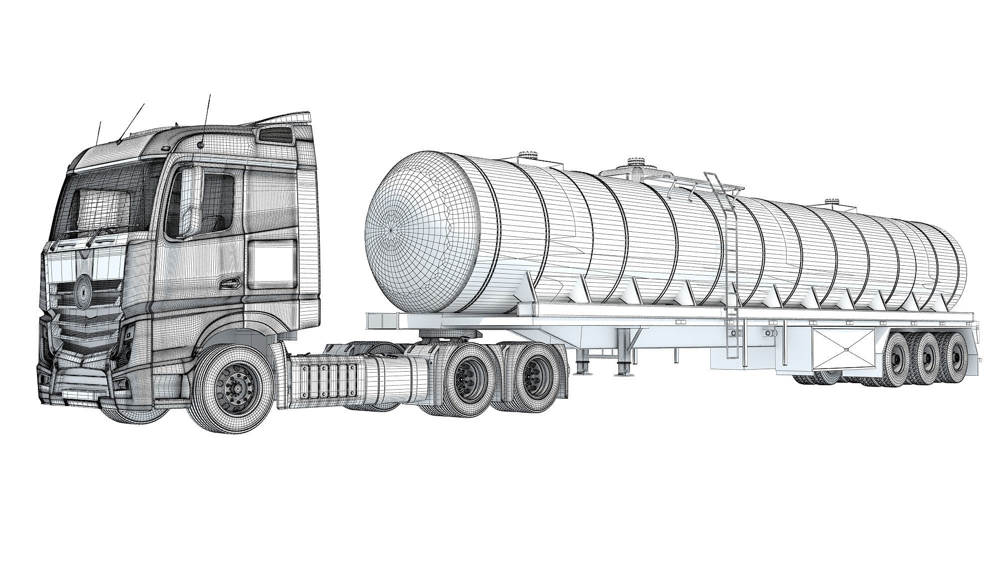 Truck with Tank Semitrailer 3D model_15