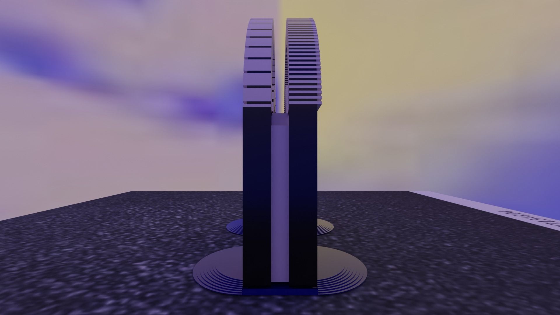 antique 3D archway with sky behind it Free 3D model_2