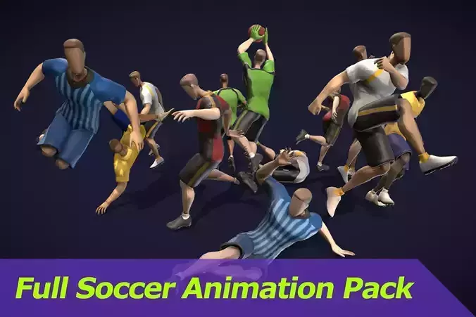 Soccer8   FULL SOCCER ANIMATION PACK Low-poly 3D model