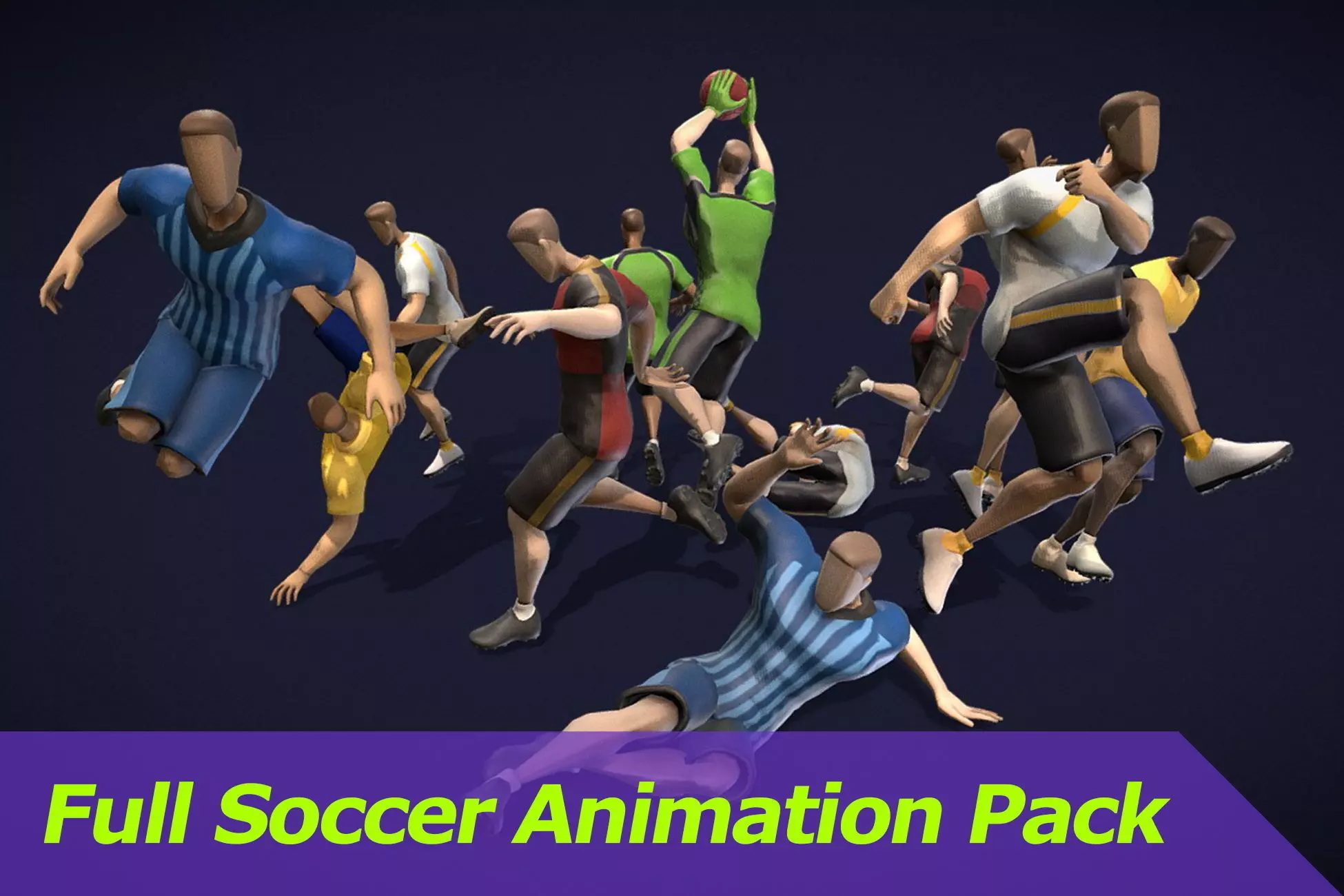 Soccer8   FULL SOCCER ANIMATION PACK Low-poly 3D model_0