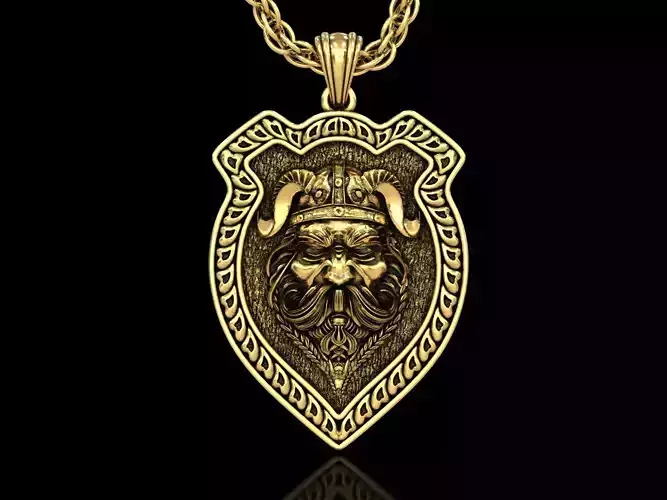 The Viking Warrior Head Shield Pendant V2