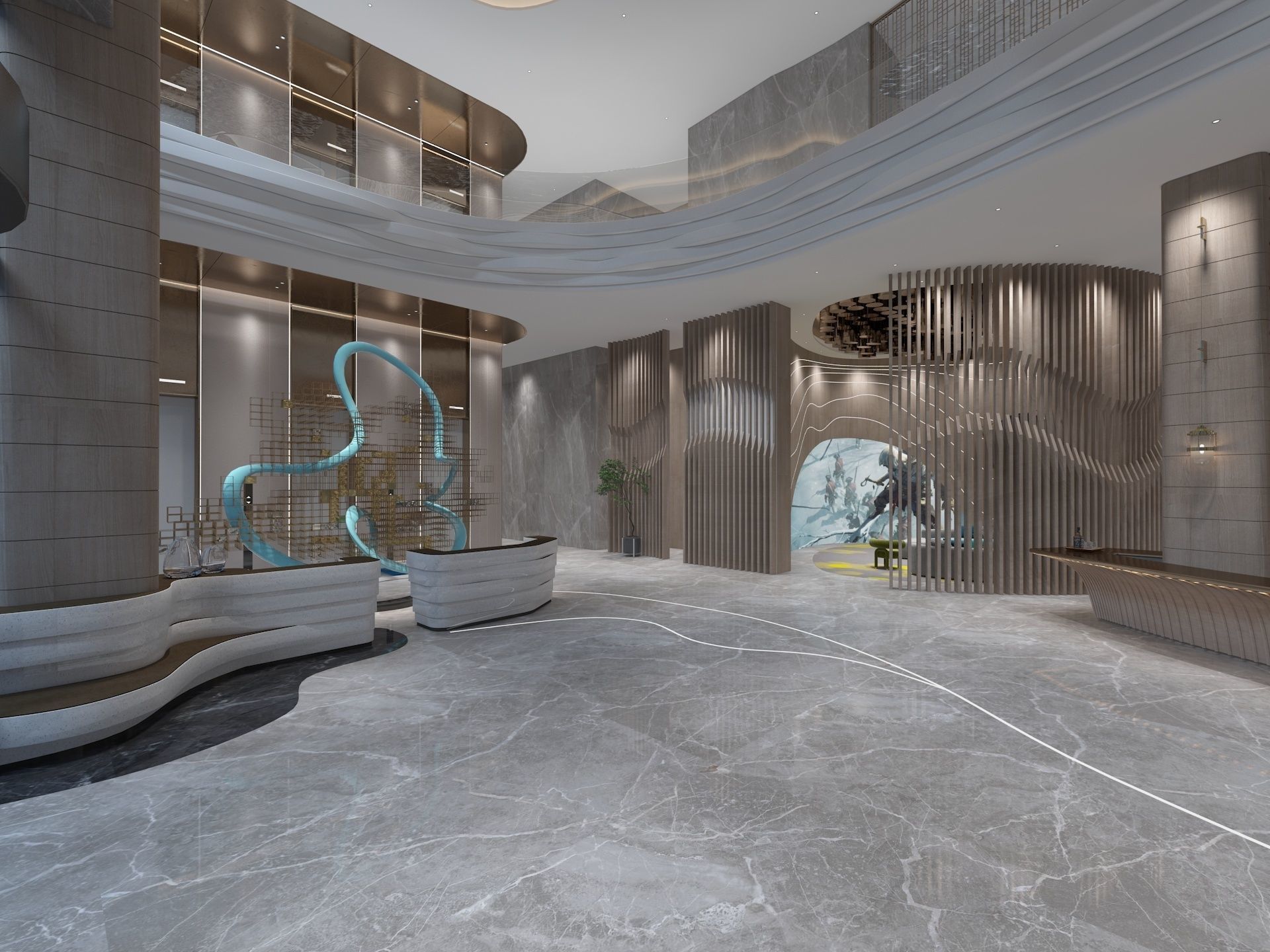 The Hotel Lobby 3D model_4