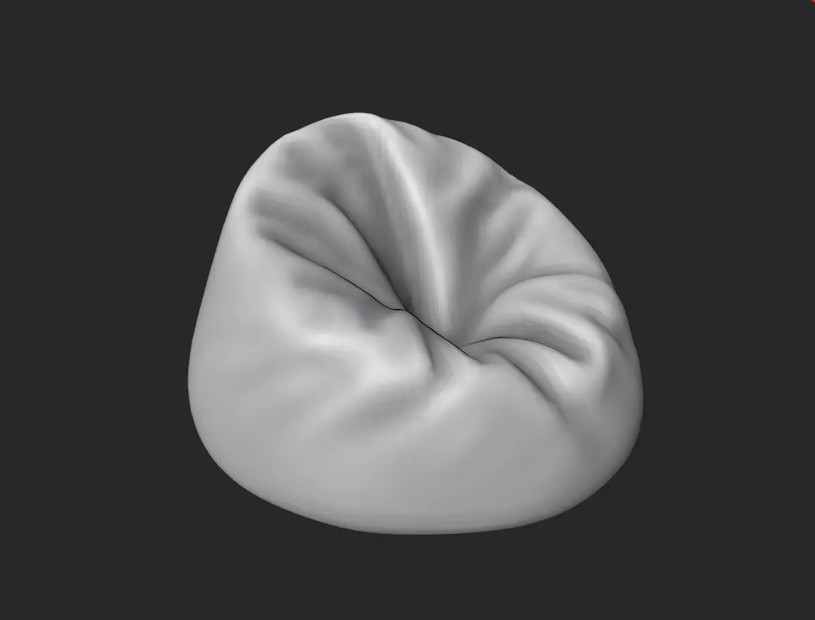 Bean bag chair base mesh without texture Low-poly 3D model_0