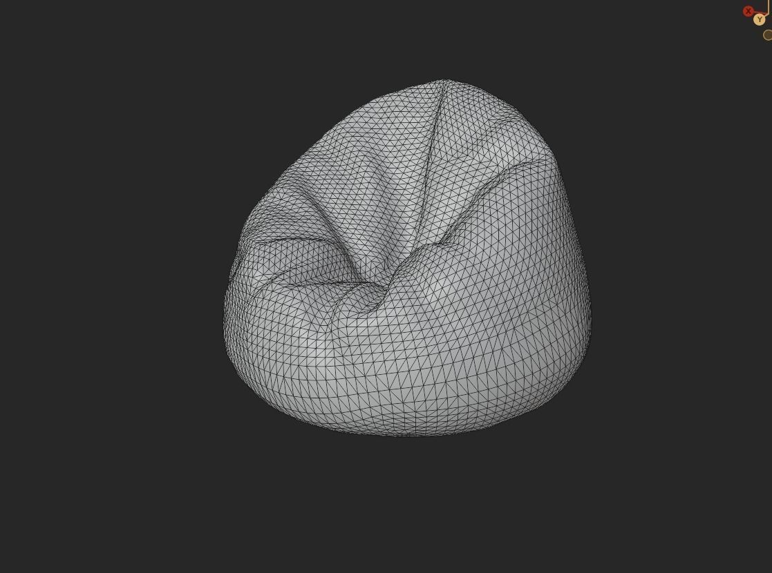 Bean bag chair base mesh without texture Low-poly 3D model_4