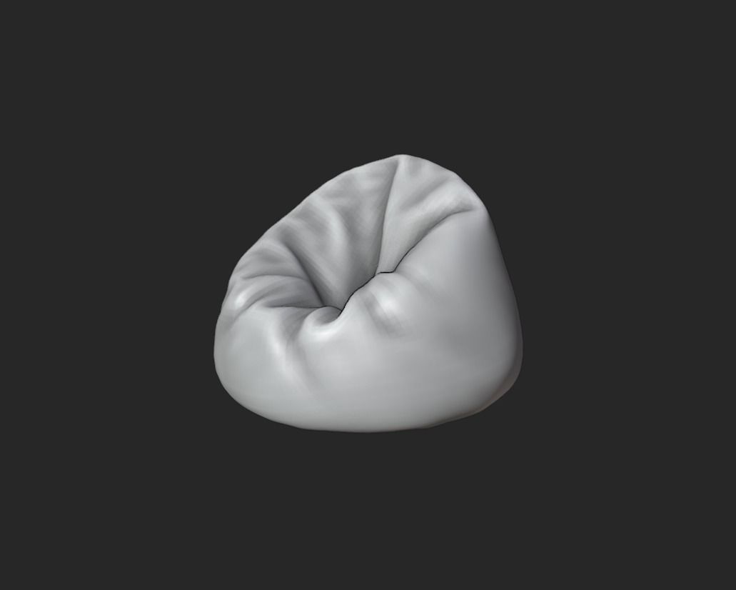Bean bag chair base mesh without texture Low-poly 3D model_2