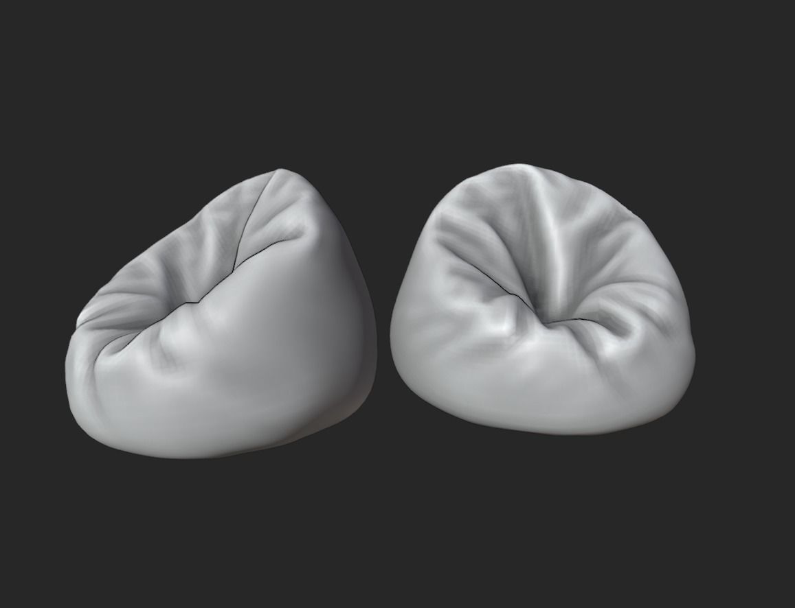 Bean bag chair base mesh without texture Low-poly 3D model_1
