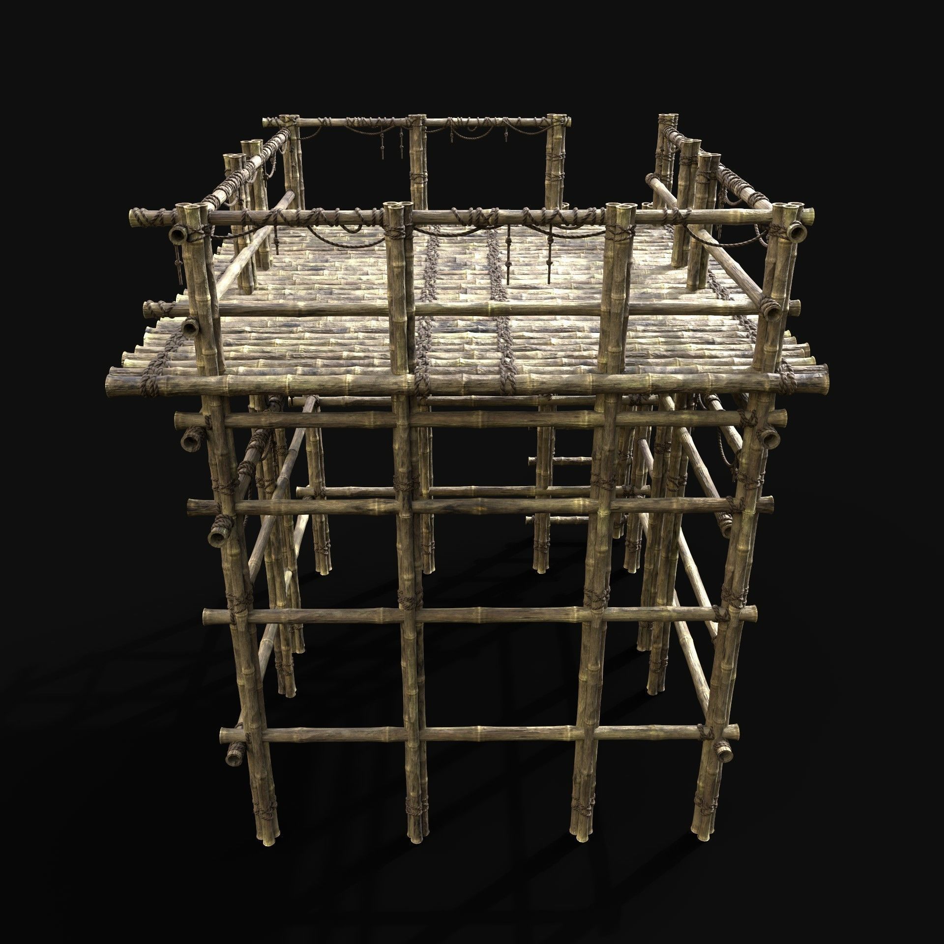 BAMBOO PLATFORM PIER LOG JUNGLE PORT CONSTRUCTION WATCHTOWER Low-poly 3D model_3