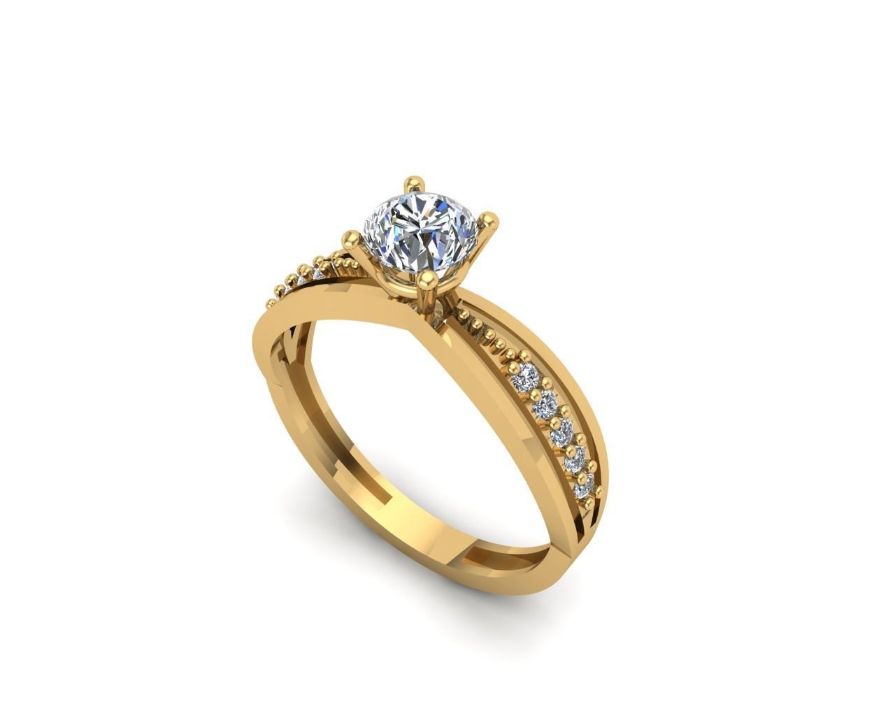 Solitaire ring  3D print model_9
