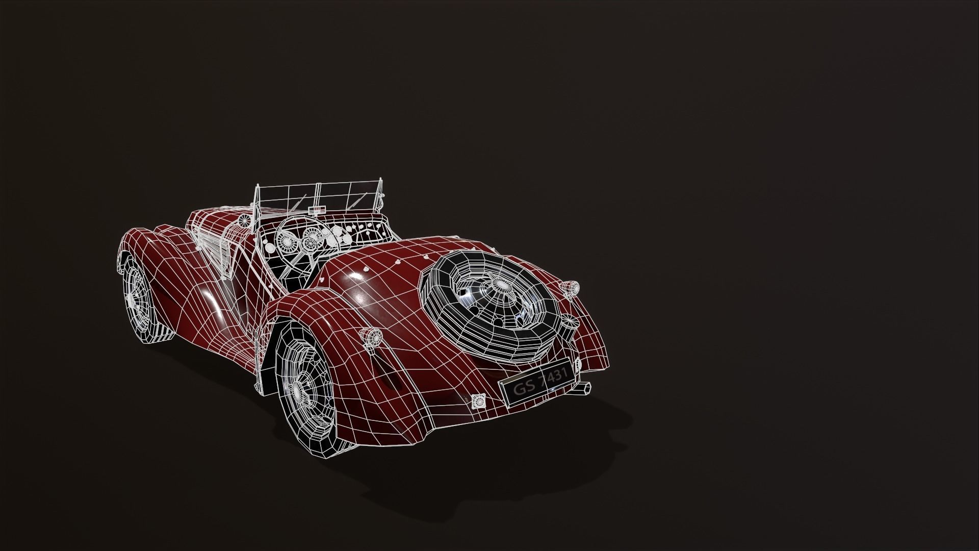 Vintage car 3D model Low-poly 3D model_15