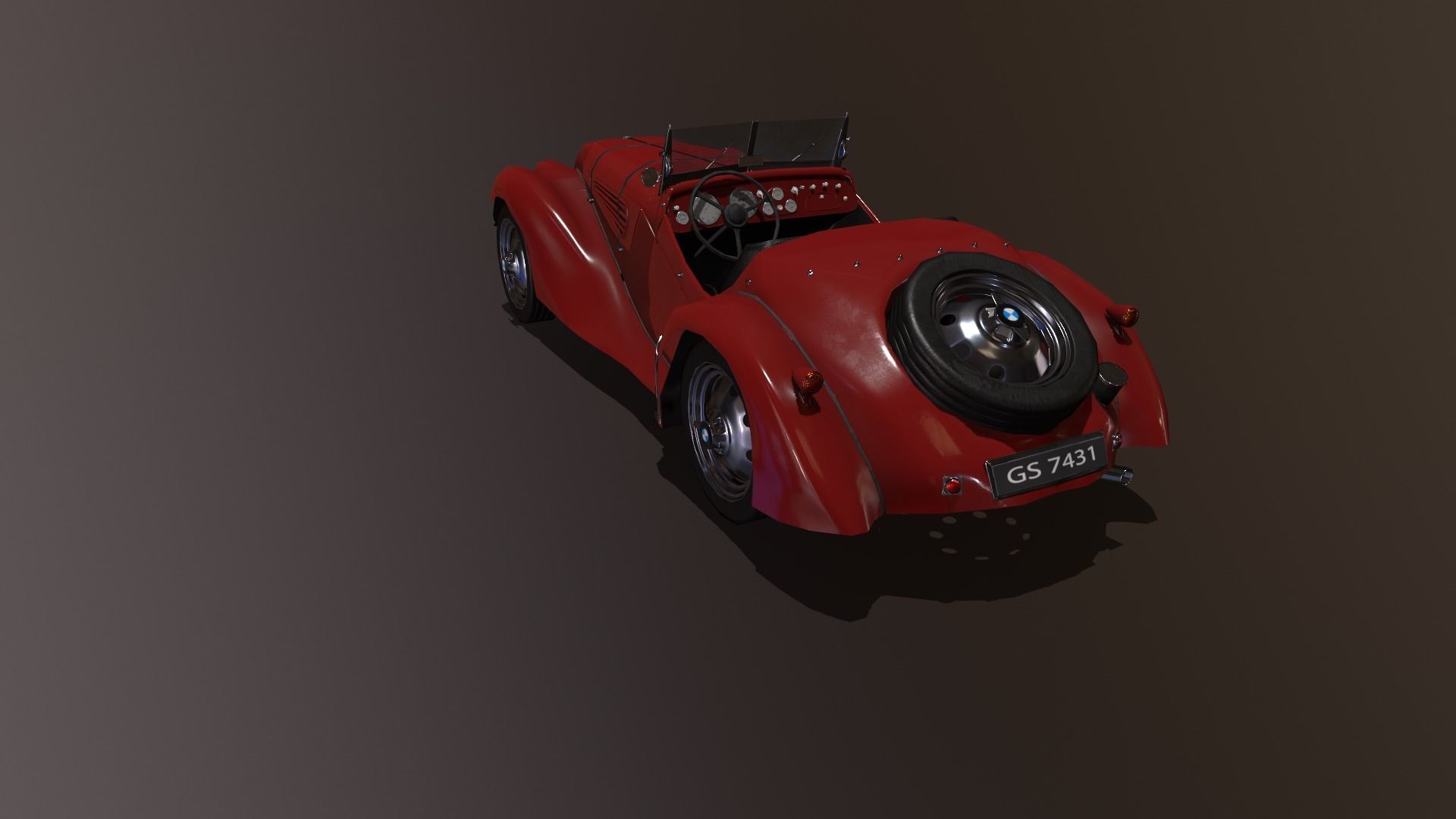 Vintage car 3D model Low-poly 3D model_5