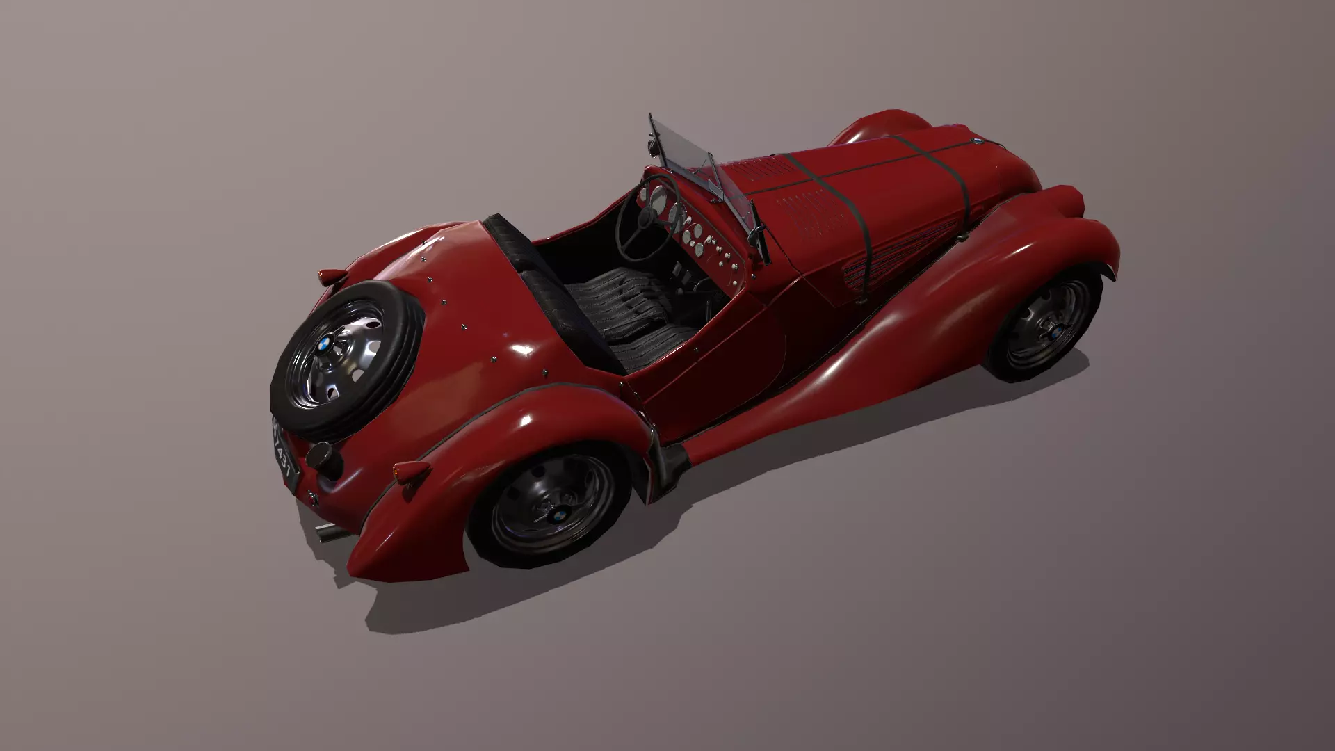 Vintage car 3D model Low-poly 3D model_0