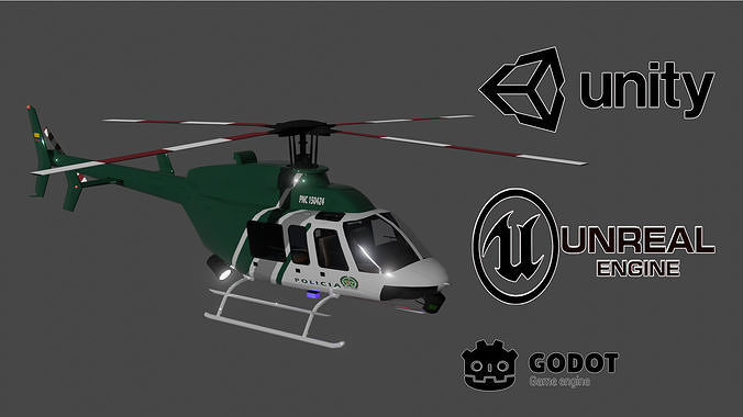 helicopter police colombian Low-poly 3D model
