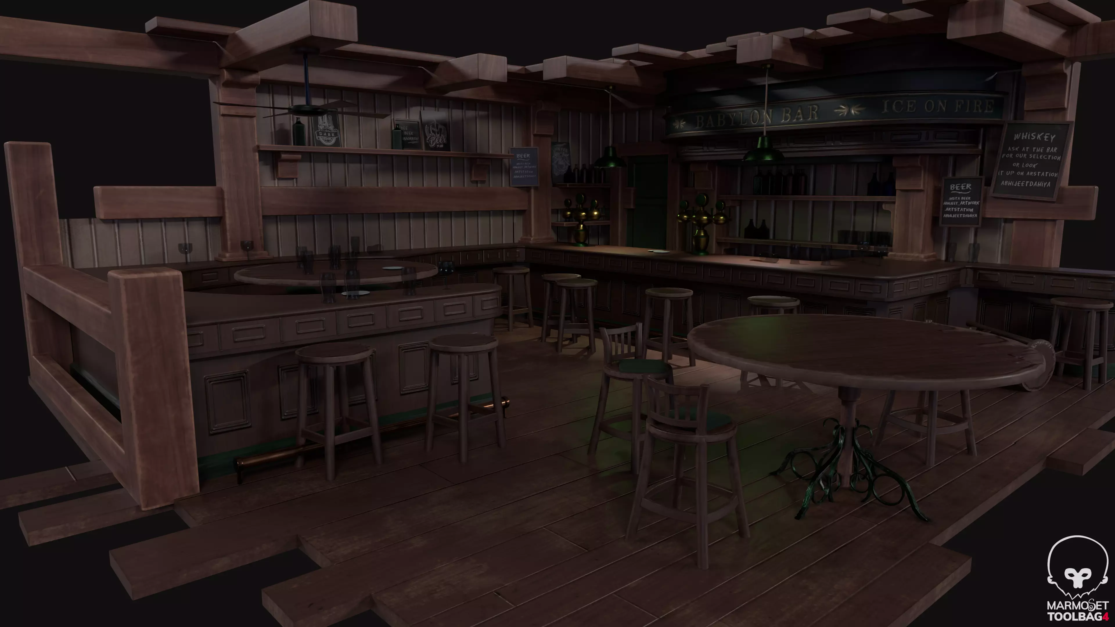 Bar Diorama Low-poly 3D model_0