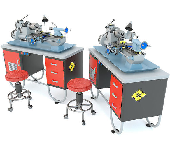 MN-80 Industrial desktop lathe machine tool 3D model
