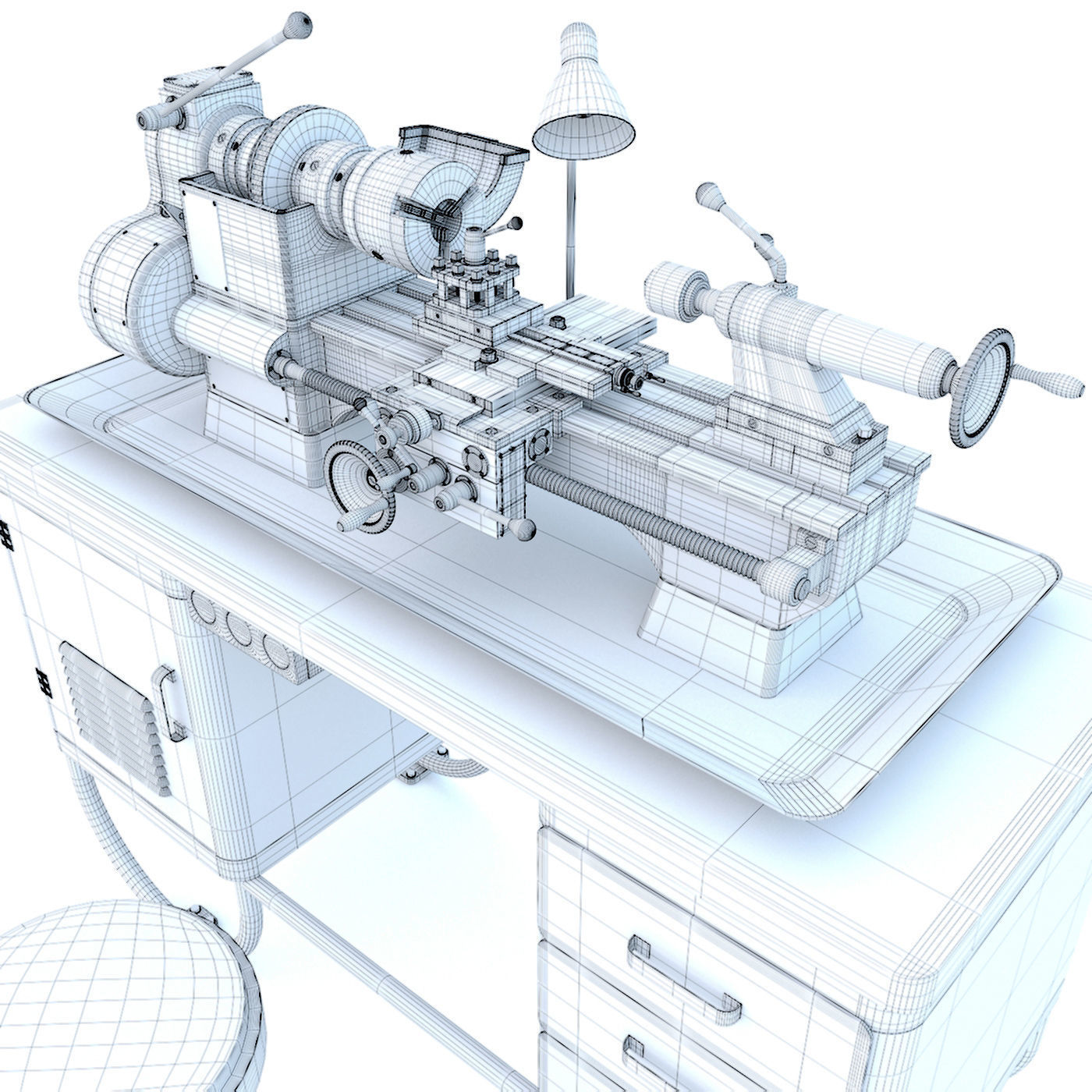 MN-80A Industrial desktop lathe machine tool 3D model_14