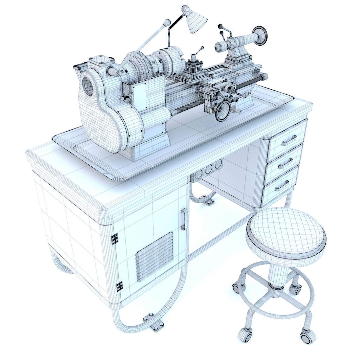 MN-80A Industrial desktop lathe machine tool 3D model_11