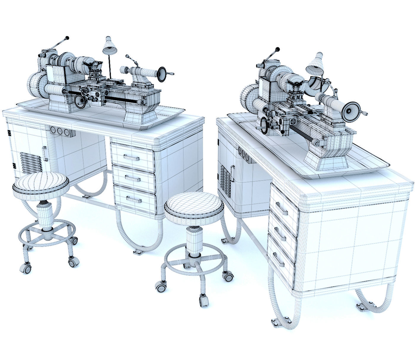 MN-80A Industrial desktop lathe machine tool 3D model_19
