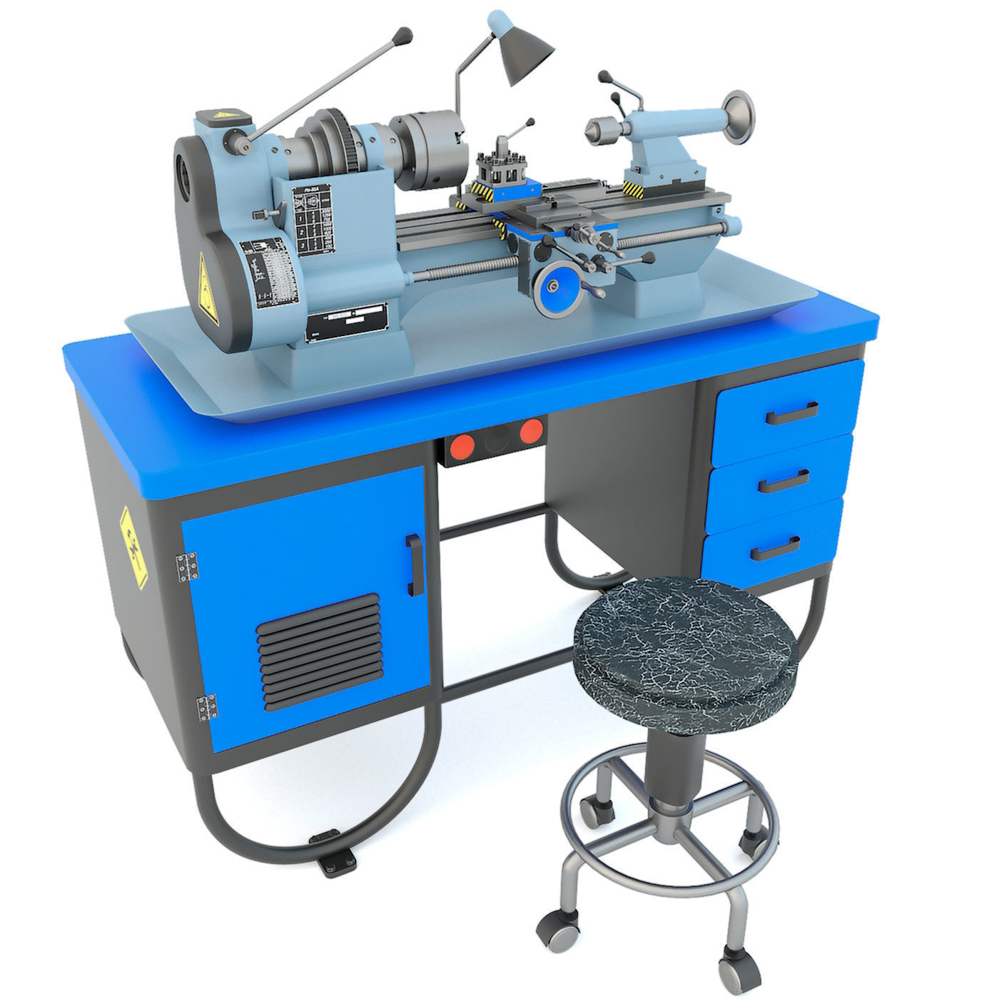 MN-80A Industrial desktop lathe machine tool 3D model_2