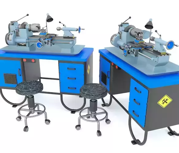 MN-80A Industrial desktop lathe machine tool 3D model