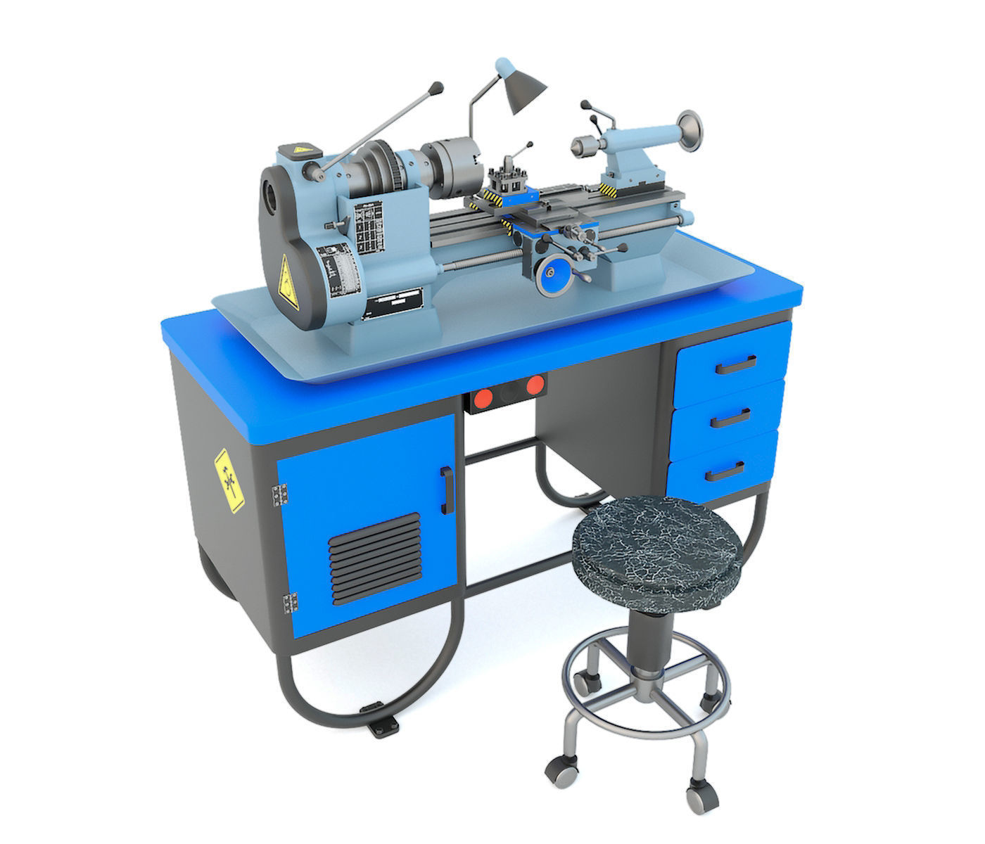 MN-80A Industrial desktop lathe machine tool 3D model_1