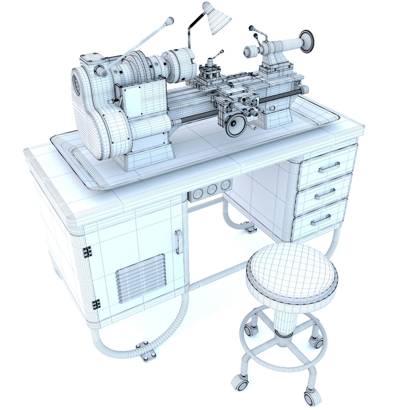 MN-80A Industrial desktop lathe machine tool 3D model_18