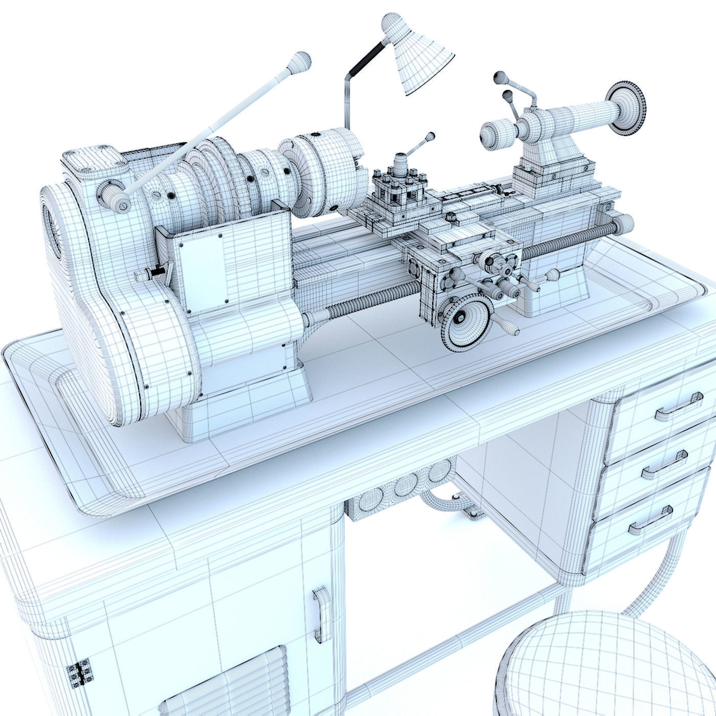 MN-80A Industrial desktop lathe machine tool 3D model_13