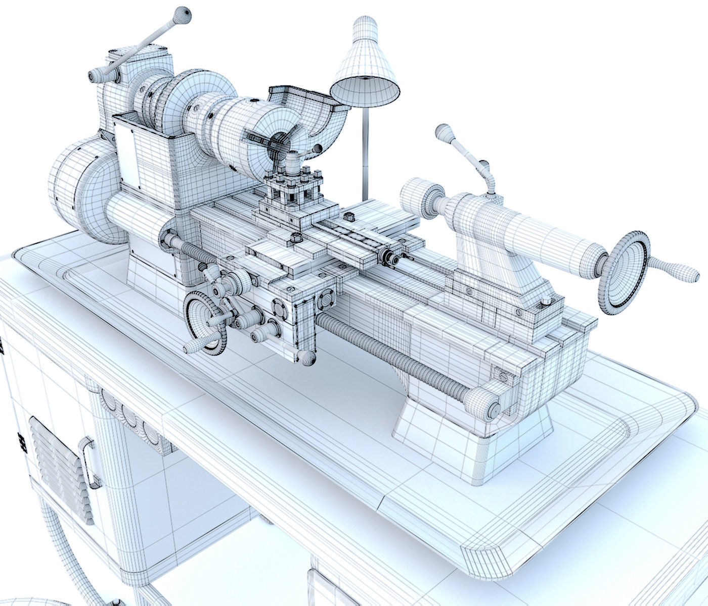 MN-80A Industrial desktop lathe machine tool 3D model_16